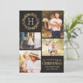 編集可能カラーフェスティバルリースメリークリスマス シーズンカード (スタンド正面)