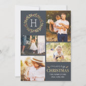 編集可能カラーフェスティバルリースメリークリスマス シーズンカード (正面)