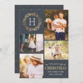 編集可能カラーフェスティバルリースメリークリスマス シーズンカード (正面/裏面)