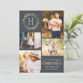 編集可能カラーフェスティバルリースメリークリスマス シーズンカード (スタンド正面)