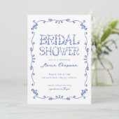 編集可能カラーフローラレターガーデンブライダルシャワー 招待状 (スタンド正面)