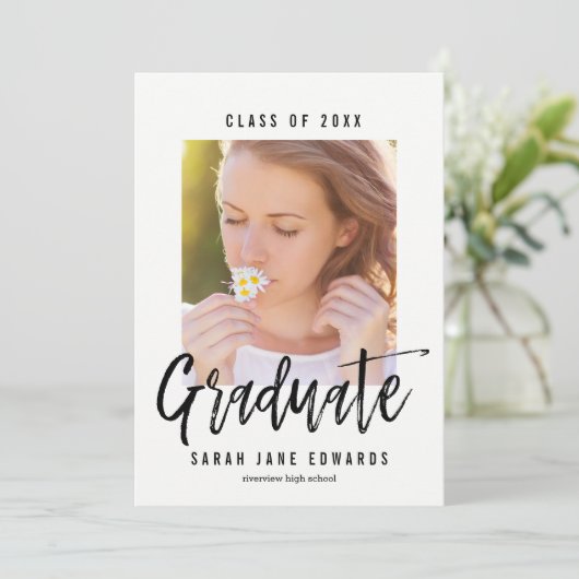 編集可能カラーブラシ卒業招待状 招待状 (スタンド正面)