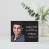 編集可能カラーブラック卒業パーティーフォト インビテーションポストカード (スタンド正面)