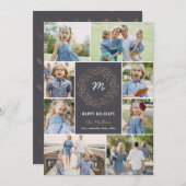 編集可能カラーホリデーリースコラージュフォトカード シーズンカード (正面/裏面)