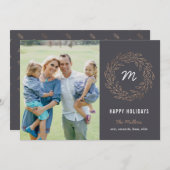 編集可能カラーホリデーリースホリデーフォトカード シーズンカード (正面/裏面)