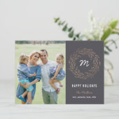 編集可能カラーホリデーリースホリデーフォトカード シーズンカード (スタンド正面)
