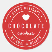 編集可能カラーホームメイドグッズ幸せな休日 ラウンドシール (正面)