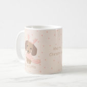 編集可能カラーメリークリスマスダックシュント子犬 コーヒーマグカップ (正面左)