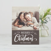 編集可能カラーメリークリスマスフォトホリデーカード シーズンカード (スタンド正面)