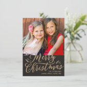 編集可能カラーメリークリスマスホリデーフォトカード シーズンカード (スタンド正面)