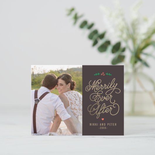 編集可能カラーメリーリーイバーアフターホリデーポストカード シーズンポストカード (スタンド正面)