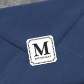 編集可能カラーモダンクラシックファミリ名モノグラム スクエアシール