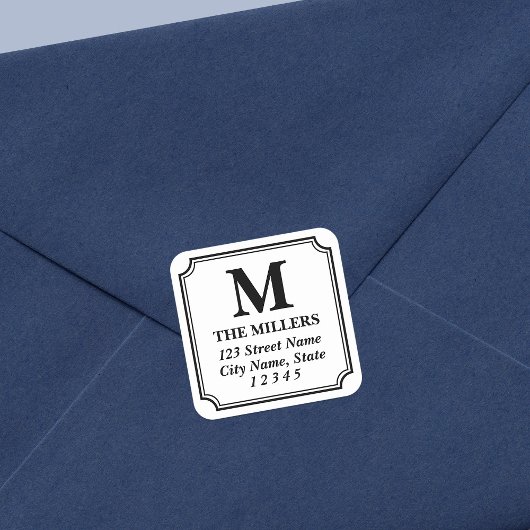 編集可能カラーモダンクラシックモノグラムアドレス スクエアシール