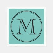 編集可能カラーモダンクラシックラウンドブラックモノグラム スタンダードカクテルナプキン (正面)