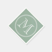 編集可能カラーモダンクラシックラウンドホワイトモノグラム スタンダードカクテルナプキン (角)