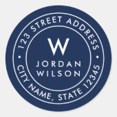 編集可能カラーモノグラム縁ど差出人住所 ラウンドシール (正面)