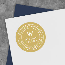 編集可能カラーモノグラム縁ど差出人住所 ラウンドシール