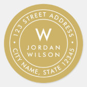 編集可能カラーモノグラム縁ど差出人住所 ラウンドシール (正面)