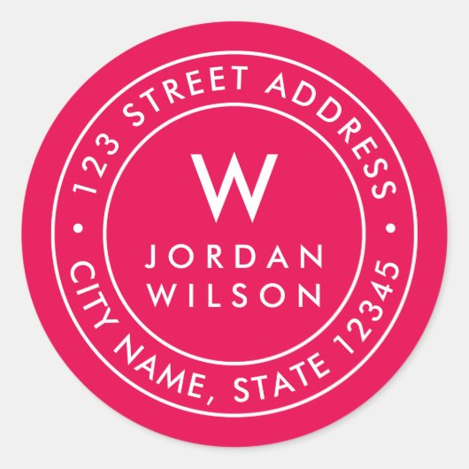 編集可能カラーモノグラム縁ど差出人住所 ラウンドシール (正面)