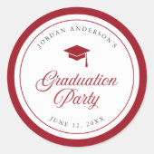 編集可能カラーモータルボードスクリプト卒業パーティー ラウンドシール (正面)