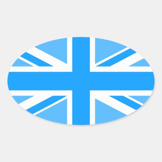 編集可能カラーユニオンジャックフラグ 楕円形シール (正面)