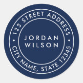 編集可能カラーラウンドダブル縁ど差出人住所 ラウンドシール (正面)