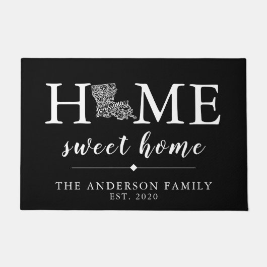 編集可能カラールイジアナパーソナライズされた州 ドアマット (正面)