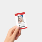 編集可能カラーロゴの追加バーコード従業員の写真ID バッジ (手持ち)