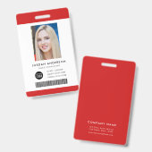 編集可能カラーロゴの追加バーコード従業員の写真ID バッジ (正面＆裏面)