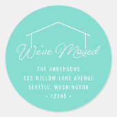 編集可能カラー引っ越しましたハウス差出人住所 ラウンドシール (正面)