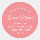 編集可能カラー引っ越しましたハウス差出人住所 ラウンドシール (正面)