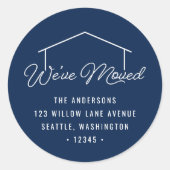 編集可能カラー引っ越しましたハウス差出人住所 ラウンドシール (正面)