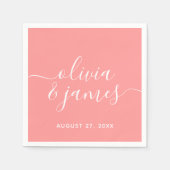 編集可能カラー書道スクリプ結婚ト スタンダードカクテルナプキン (正面)