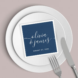 編集可能カラー書道スクリプ結婚ト スタンダードカクテルナプキン