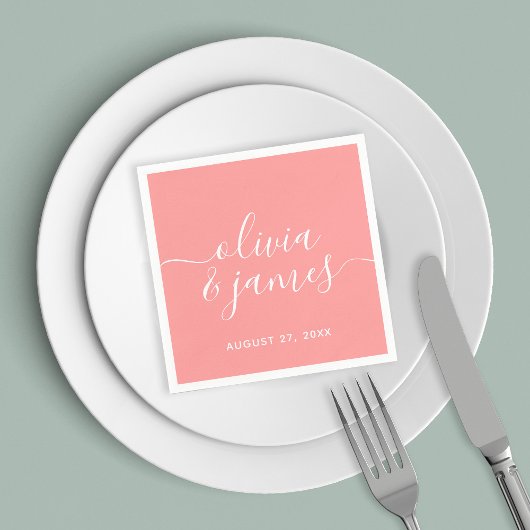 編集可能カラー書道スクリプ結婚ト スタンダードカクテルナプキン