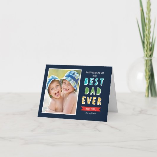 編集可能カラー最高のパパEver Father's Day Card カード (正面)