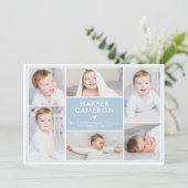 編集可能カラー甘いハートベビー誕生のお知らせ シーズンカード (スタンド正面)