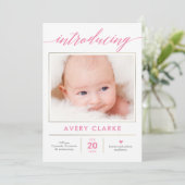編集可能カラー純粋なエレガンス誕生のお知らせ シーズンカード (スタンド正面)