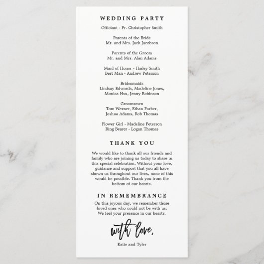 編集可能カラー結婚セレモニープログラム#BCC プログラム (裏面)