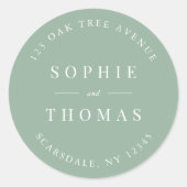 編集可能カラー結婚差出人住所モダン ラウンドシール (正面)