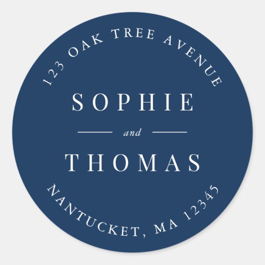 編集可能カラー結婚差出人住所モダン ラウンドシール (正面)