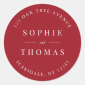 編集可能カラー結婚差出人住所モダン ラウンドシール (正面)