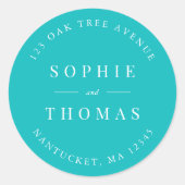 編集可能カラー結婚差出人住所モダン ラウンドシール (正面)