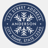 編集可能カラー縁どスノーフレーク差出人住所 ラウンドシール (正面)