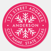 編集可能カラー縁どスノーフレーク差出人住所 ラウンドシール (正面)