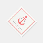 編集可能カラー縁どモノグラムいかり結婚ズ スタンダードカクテルナプキン (角)