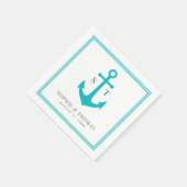 編集可能カラー縁どモノグラムいかり結婚ズ スタンダードカクテルナプキン (角)