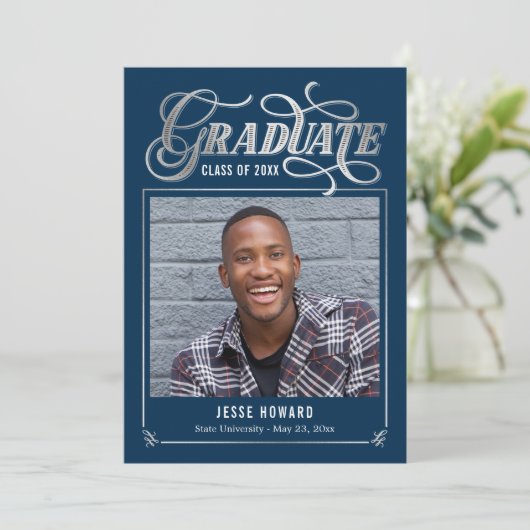 編集可能カラー輝く未来卒業カード 招待状 (スタンド正面)