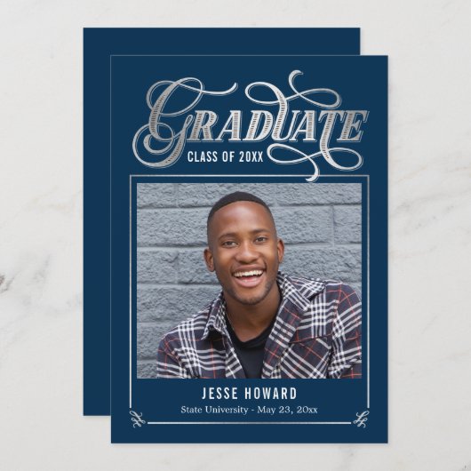 編集可能カラー輝く未来卒業カード 招待状 (正面/裏面)