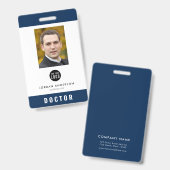 編集可能カラー追加ロゴ医療従事者写真ID バッジ (正面＆裏面)